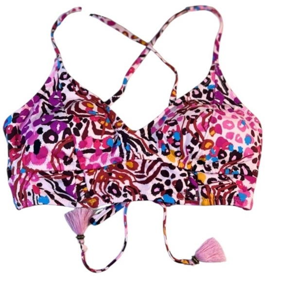 Jessica Simpson Swim Top,  Floral-Print, Adjustable Strings, Size Medium, NWOT - Picture 3 of 8